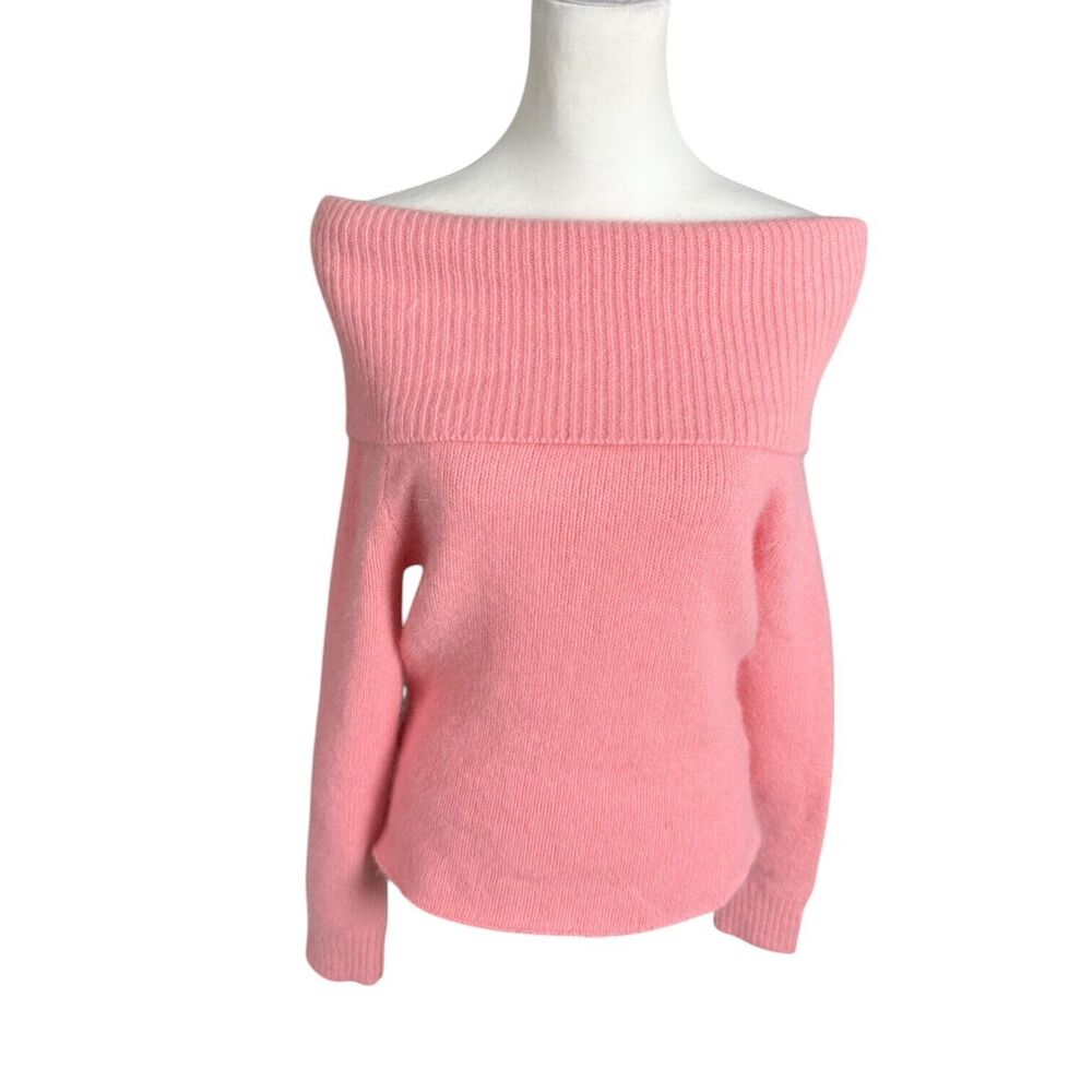 Red O Sexy Pink Off The Shoulder Lambswool Angora Romantic Cozy Soft Sweater L‎